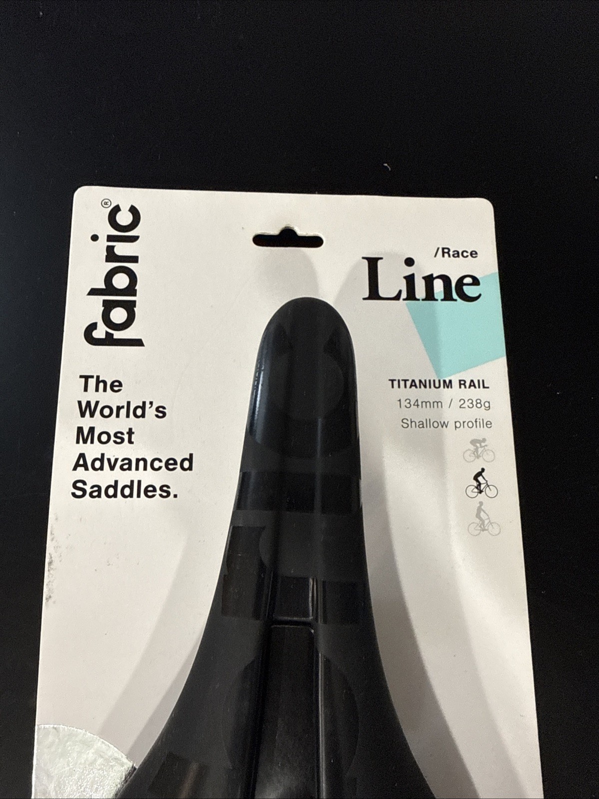 Fabric Line Race Flat Titanium Rail 134mm Saddle Black Bike Seat 238g
