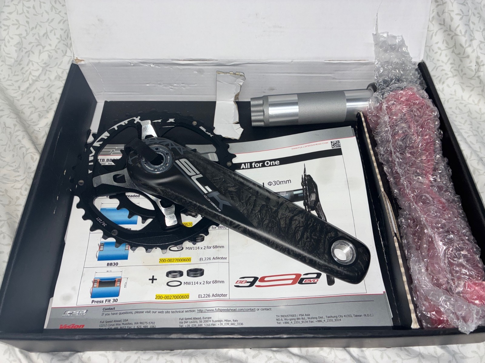 FSA SL-K BB386EVO Carbon Crankset Speed: 11, 30mm, BCD: 110, 36/22, 170mm NEW