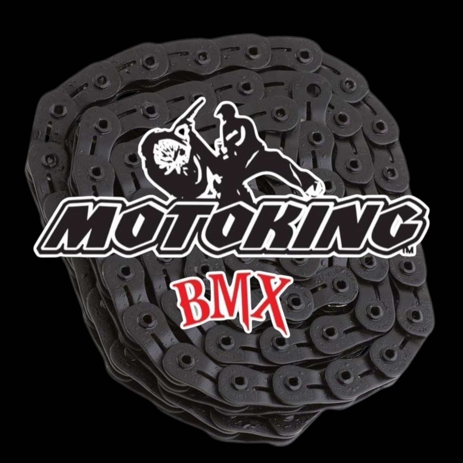 MOTOKING BMX PRO HOLLOW PIN HALF LINK BMX RACING 1/2×3/32″ x 100L CHAIN BLACK