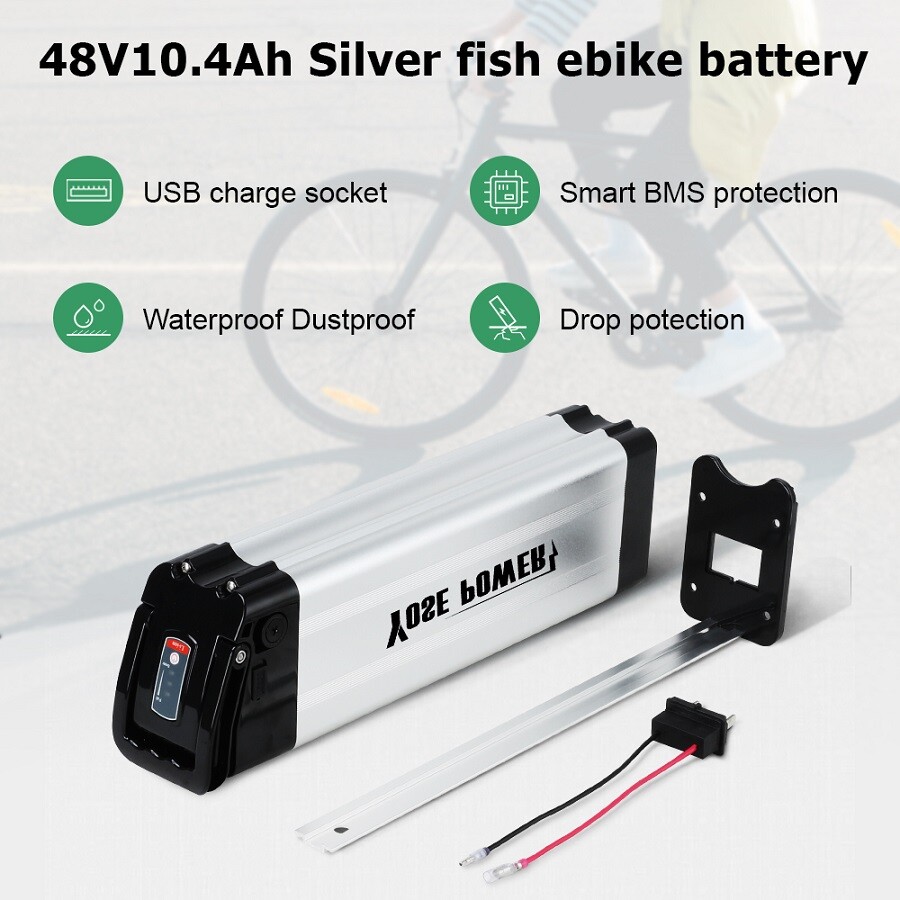 48V 10.4Ah SilverFish Lithium Battery with USB 48 Volt Ebike Battery for 0-500W