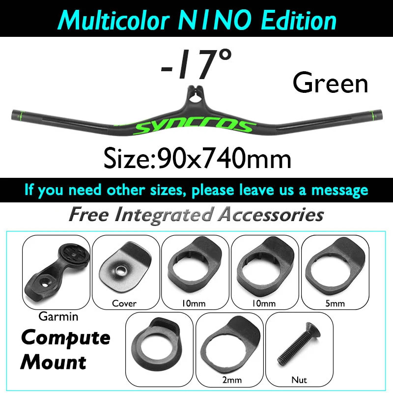 -8/-17/-25 Degree Carbon Fiber Mountain Bike Integrated Handlebar 90*740mm
