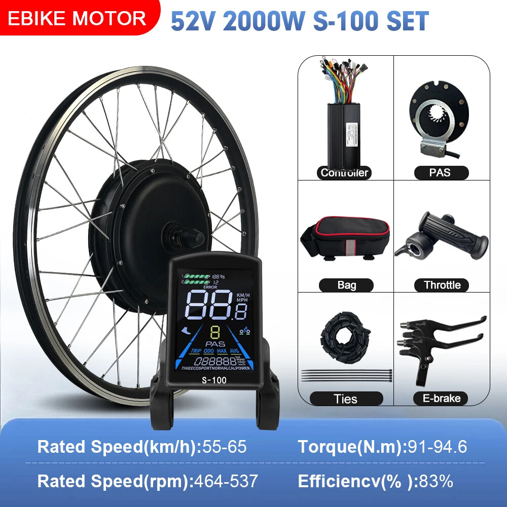 52V 2000W MTB Electric Bike 20-29inch 700C Brushless Rear Rotate Hub Motor Wheel