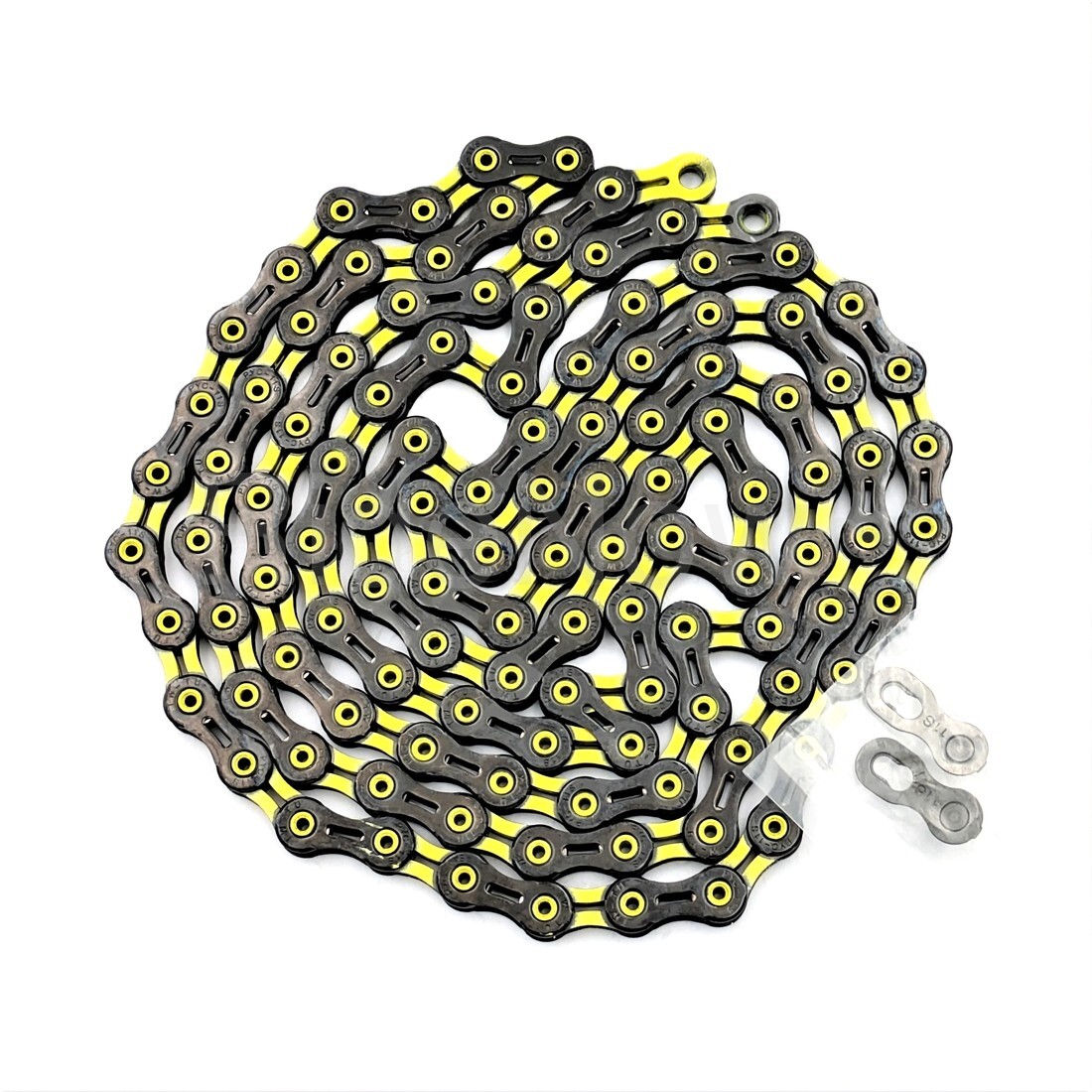 PYC DLC 11-Spd Road MTB CX Gravel Hollow Chain 116L, Ultralight, Black/Yellow