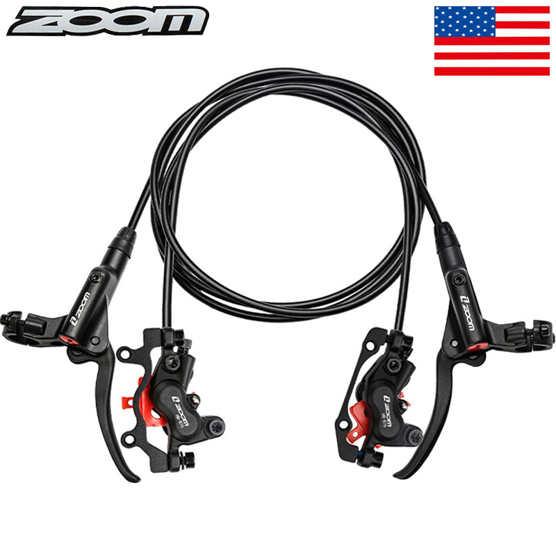 ZOOM 4-Piston Caliper Hydraulic Disc Brake Lever Set Front Rear 160mm Bike Rotor