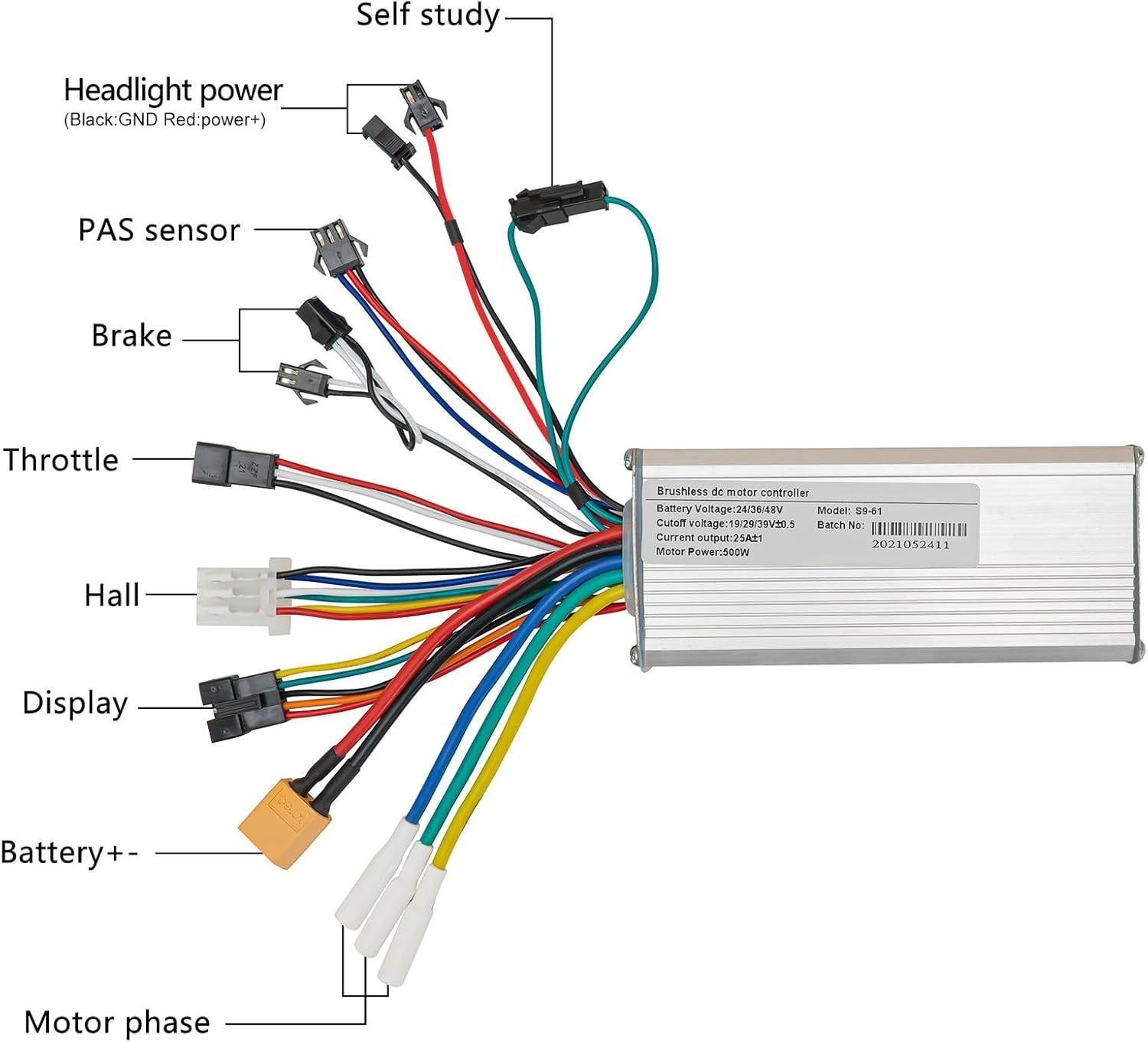 24V 36V 48V Ebike Controller Kit 500W 25A Brushless Motor Controller and Ebik…
