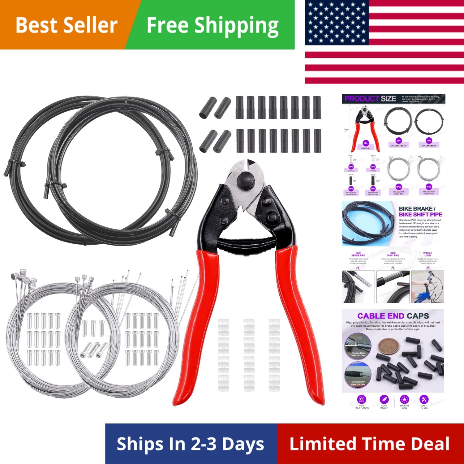 83Pcs Stainless Steel Bike Cable Cutter and Brake Cable Housing Shift Cable H…