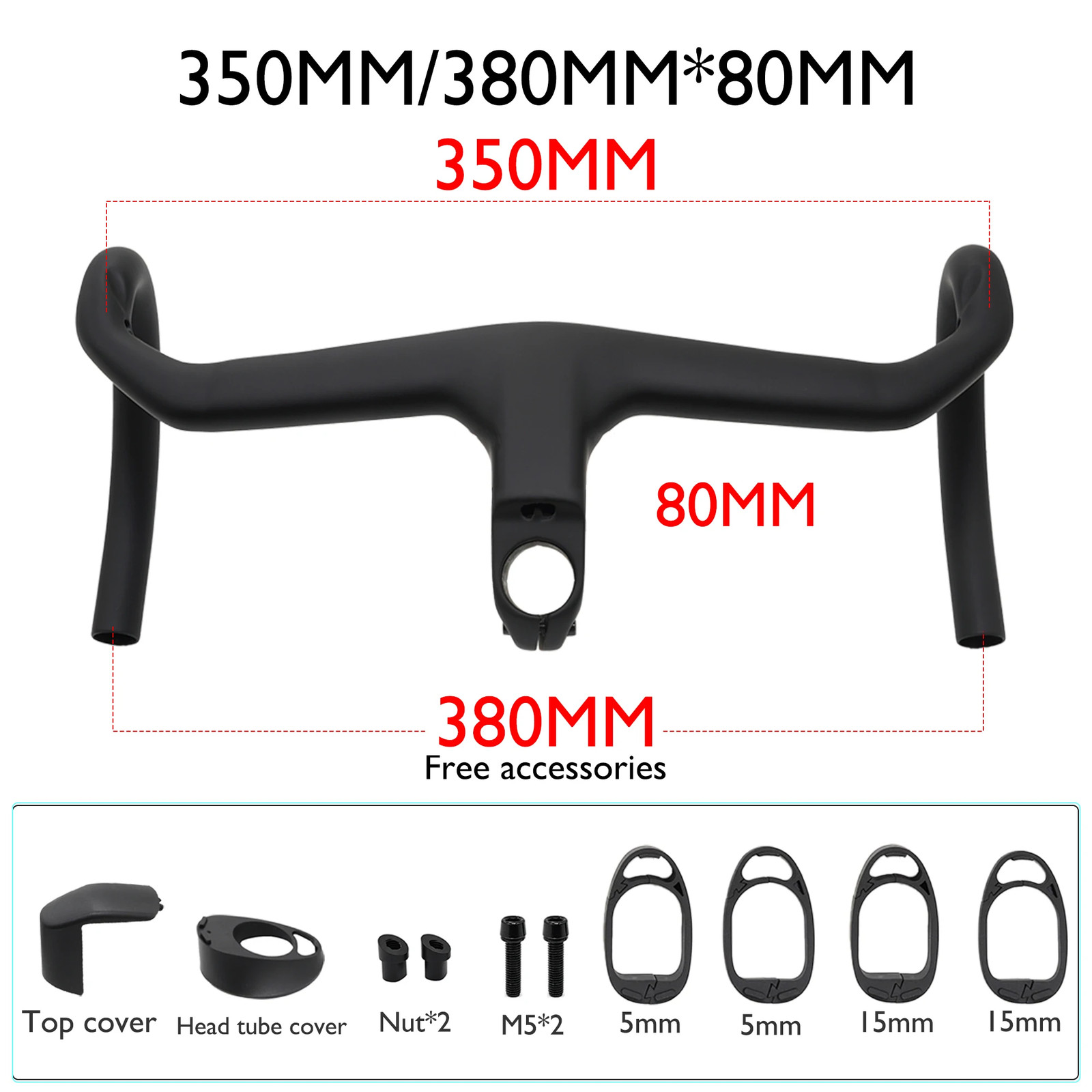 Full Carbon Fiber Road Bike Cockpit Drop Bar 380-440mm External Cable Routing