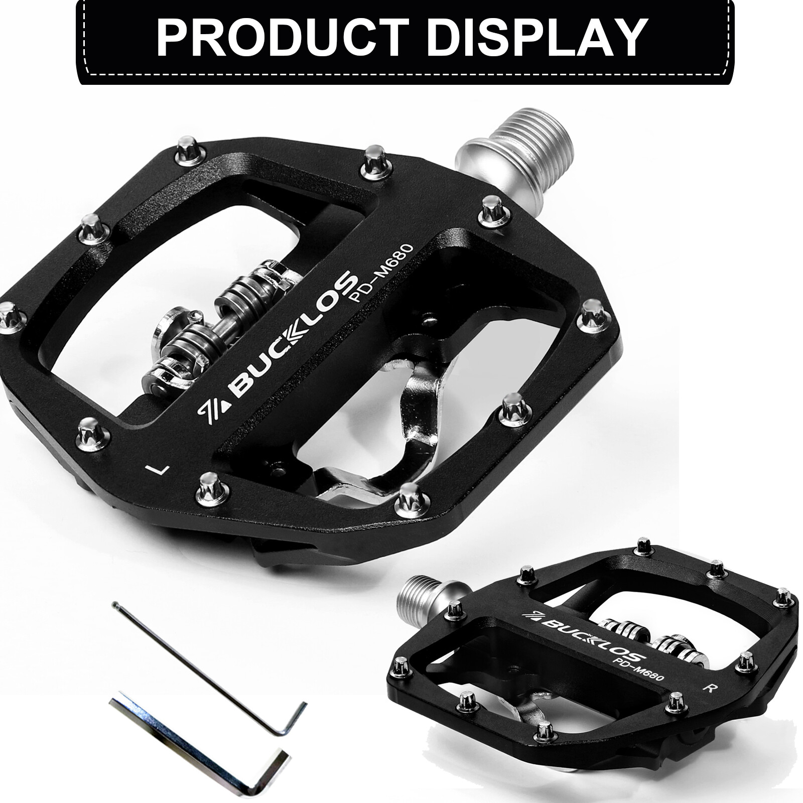 US Flat/SPD Self-locking Pedals Fit Shimano/SRAM MTB/Road Bike 9/16″ Lightweight