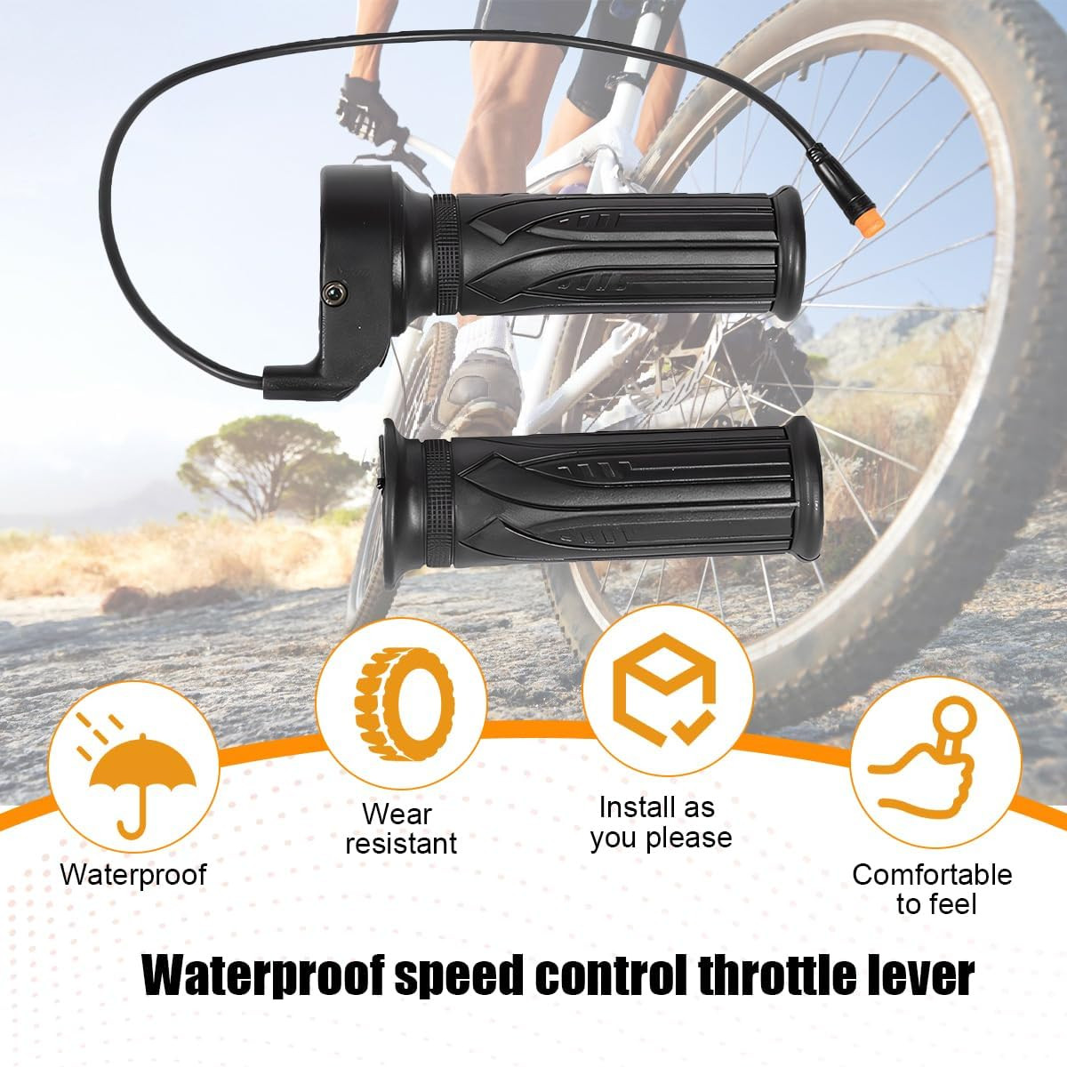 Ebike Throttle Grip, 1 Pair 20X 3 Pin Waterproof Electric Bicycle Full Twist Thr