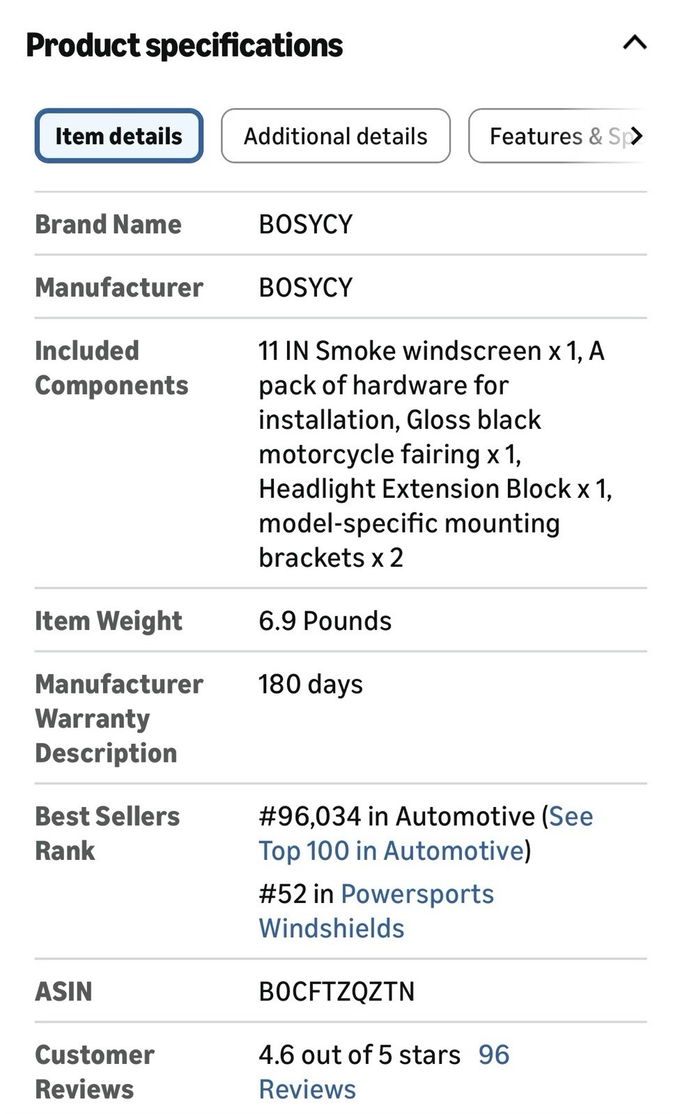 Motorcycle Fairing Windshield Kit, 5.75″ Headlight Fairing 11″ Smoked Motorbi…