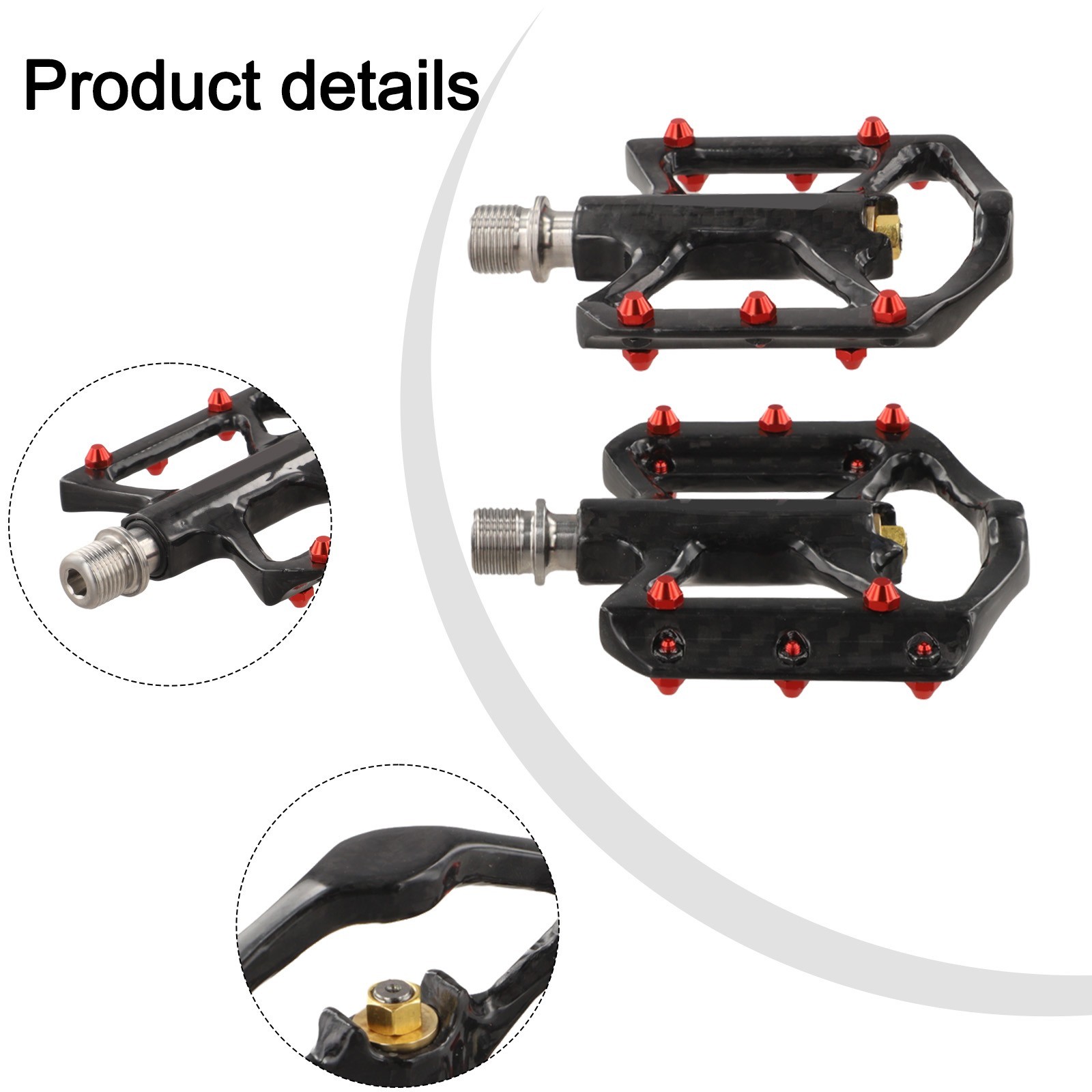 Ultralight Carbon Fiber Bicycle Pedals Pair with 3 Sealed Bearings 180g