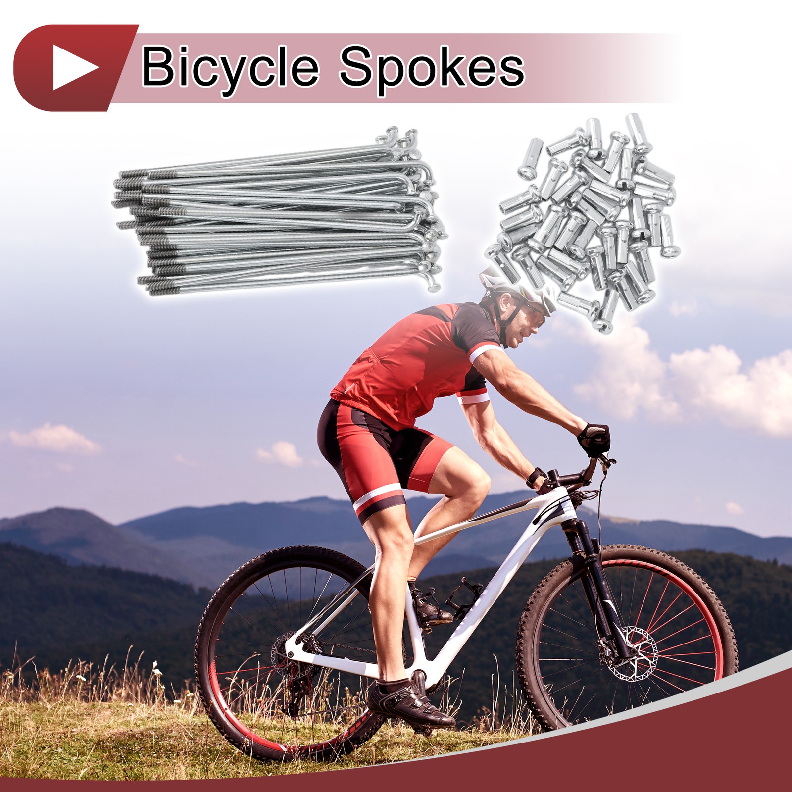 36 Set Bike Spokes 13G 89mm for Silver Galvanized Steel Bike Wheel