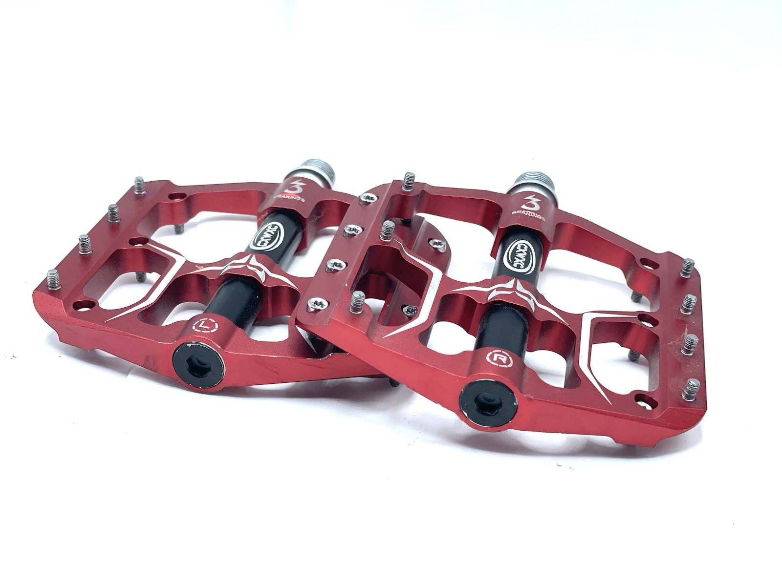 CXWXC CX-V15 Flat Platform Pedals Red / Black Aluminum Sealed Bearings