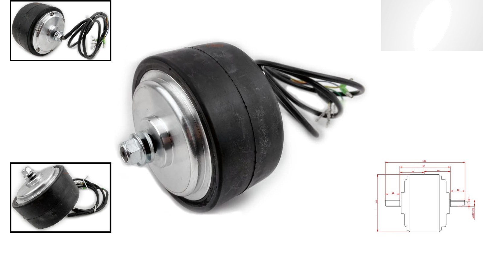 5-Inch High Torque Brushless Motor Wheel for Scooter Pushcarts – 200W Power