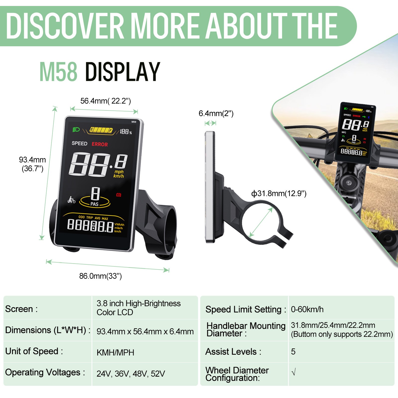 Ebike LCD Display EKD01 UART Protocol for Bafang BBS BBSHD Mid Drive Hub Motor