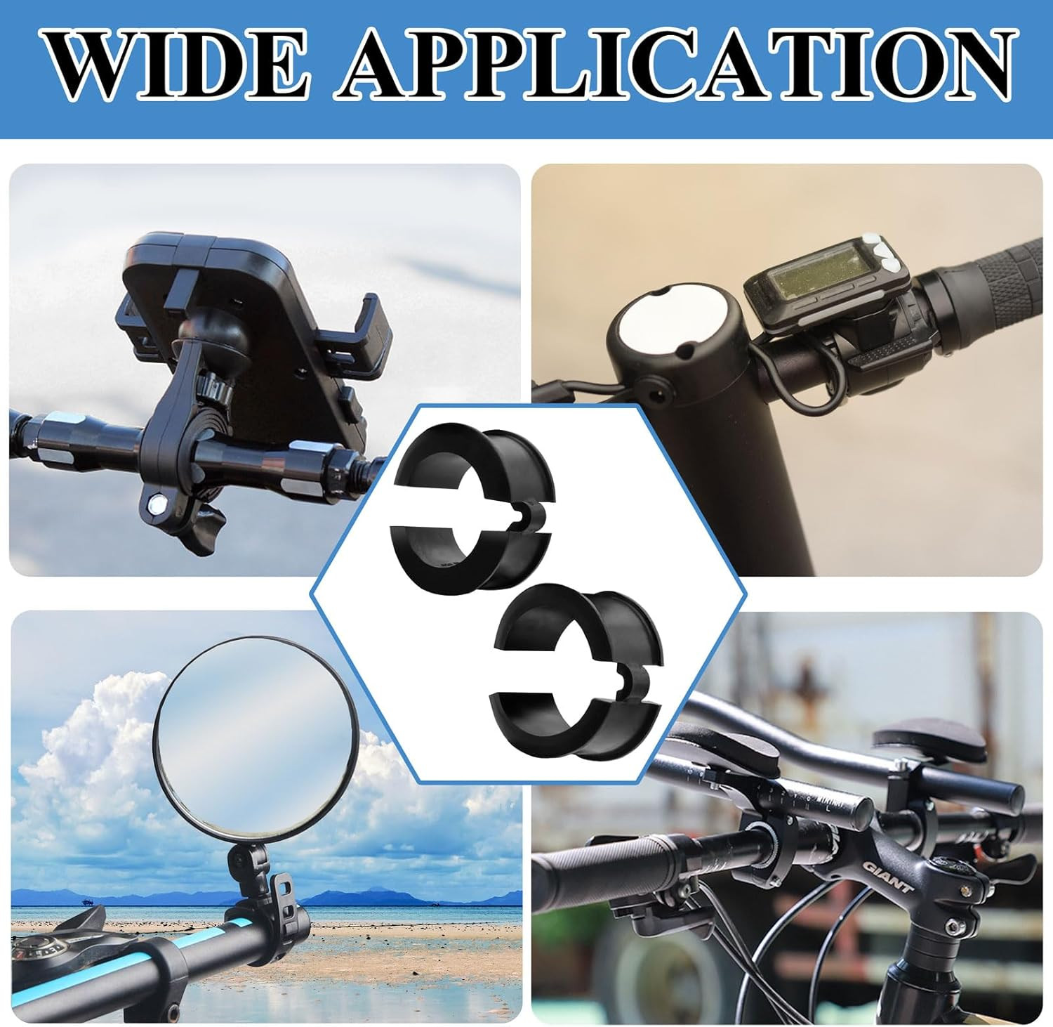 16 Pcs Bicycle Handlebar Rubber Gasket Shim Adapters Non-Slip Stem Spacer Kit