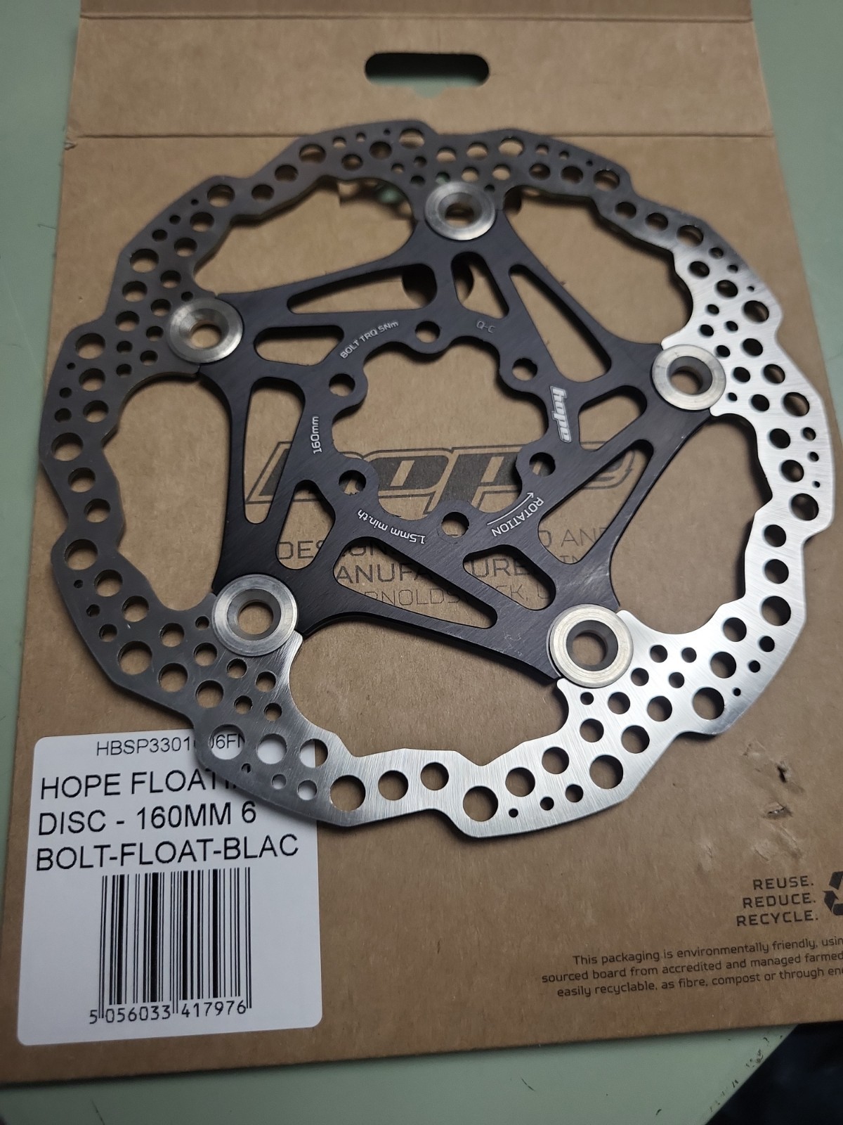 Hope Floating Disc Rotor 160mm Black Free USA Shipping Brand New
