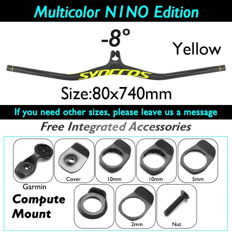 Carbon Integrated MTB Bicycle Handlebar with Stem 60-110mm -8/-17/-25 Degree