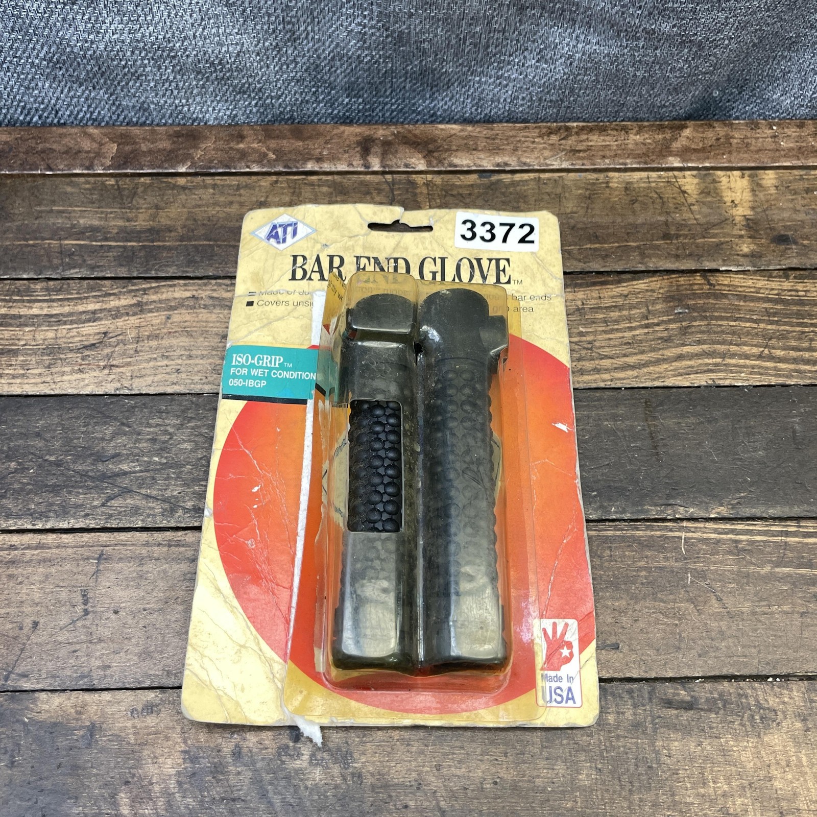 Vintage ATI Bar End Glove Handlebar Grips Decal Black ISO-Grip NOS MTB USA Pair