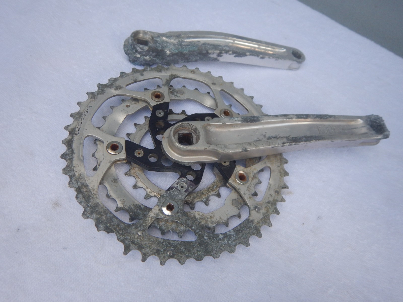 Vintage Kooka Triple 175 Mountain Bike Cranks Crankset TRASHED AND CRACKED
