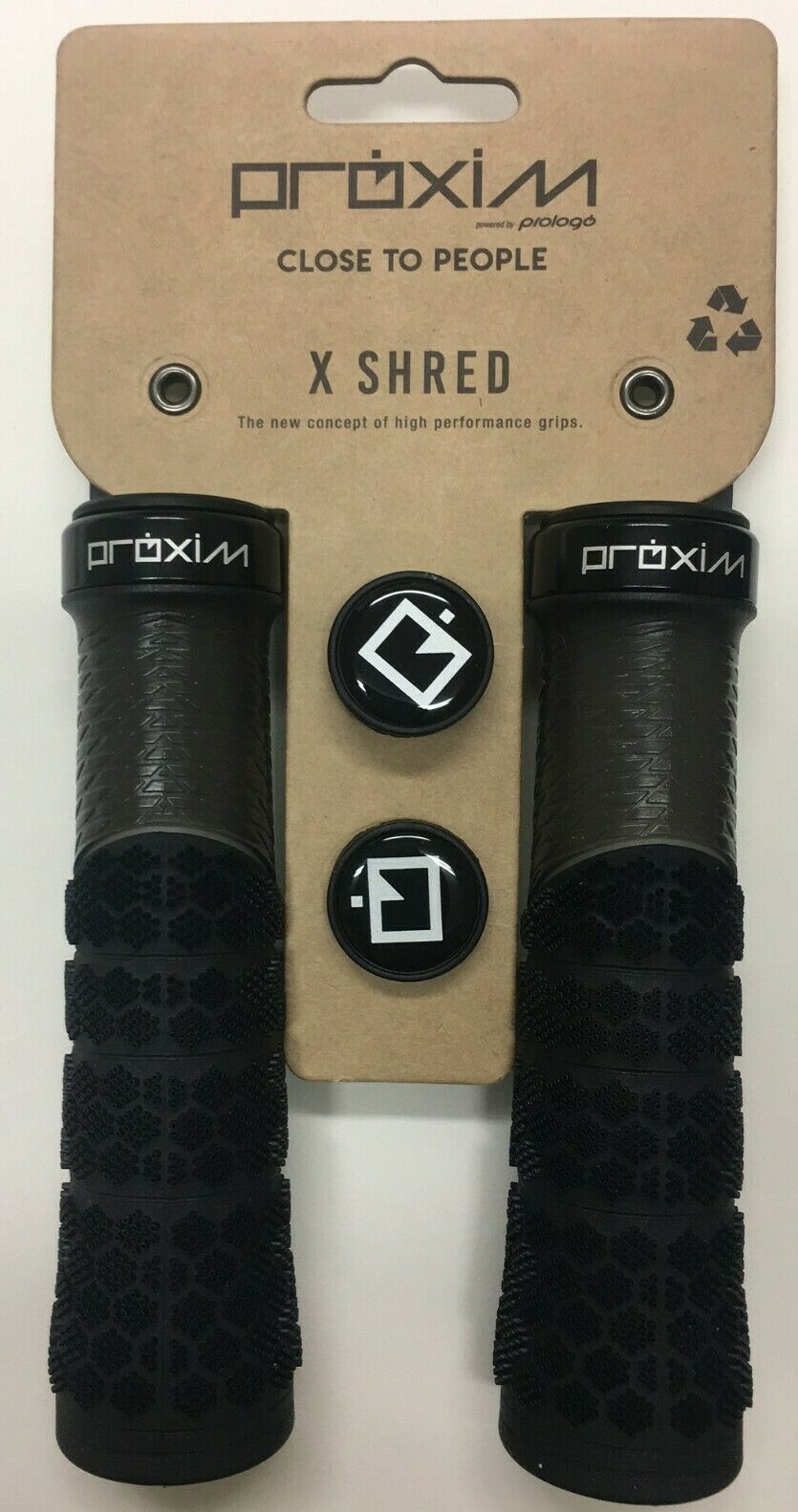 Prologo X Shred Proxim High Grip Locking MTB/Flat/Riser Handle Bar Grips Bk/Grey