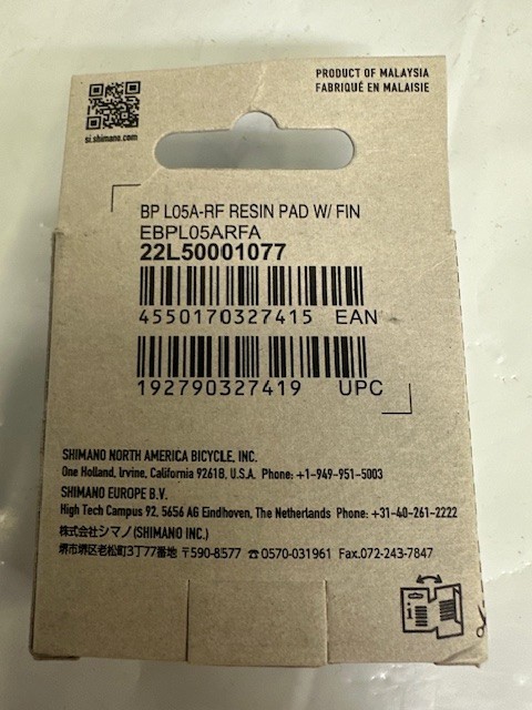 SHIMANO L05A-RF Resin DISC PAD FINNED Alloy Back Plate ONE Pair *NEW