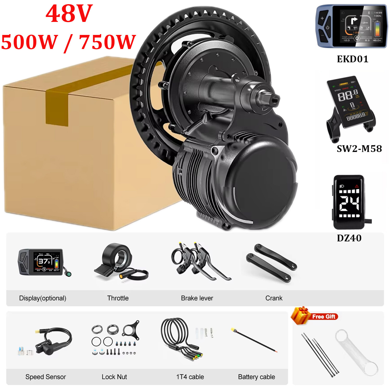 48V750W 500W TONGSHENG Mid Motor Kit Electric Bike Conversion Torque Sensor Kits