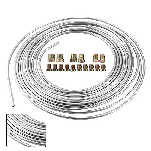 3/16″ Brake Line Kit Steel Tube Roll with Fittings 25 Feet Zinc-coating