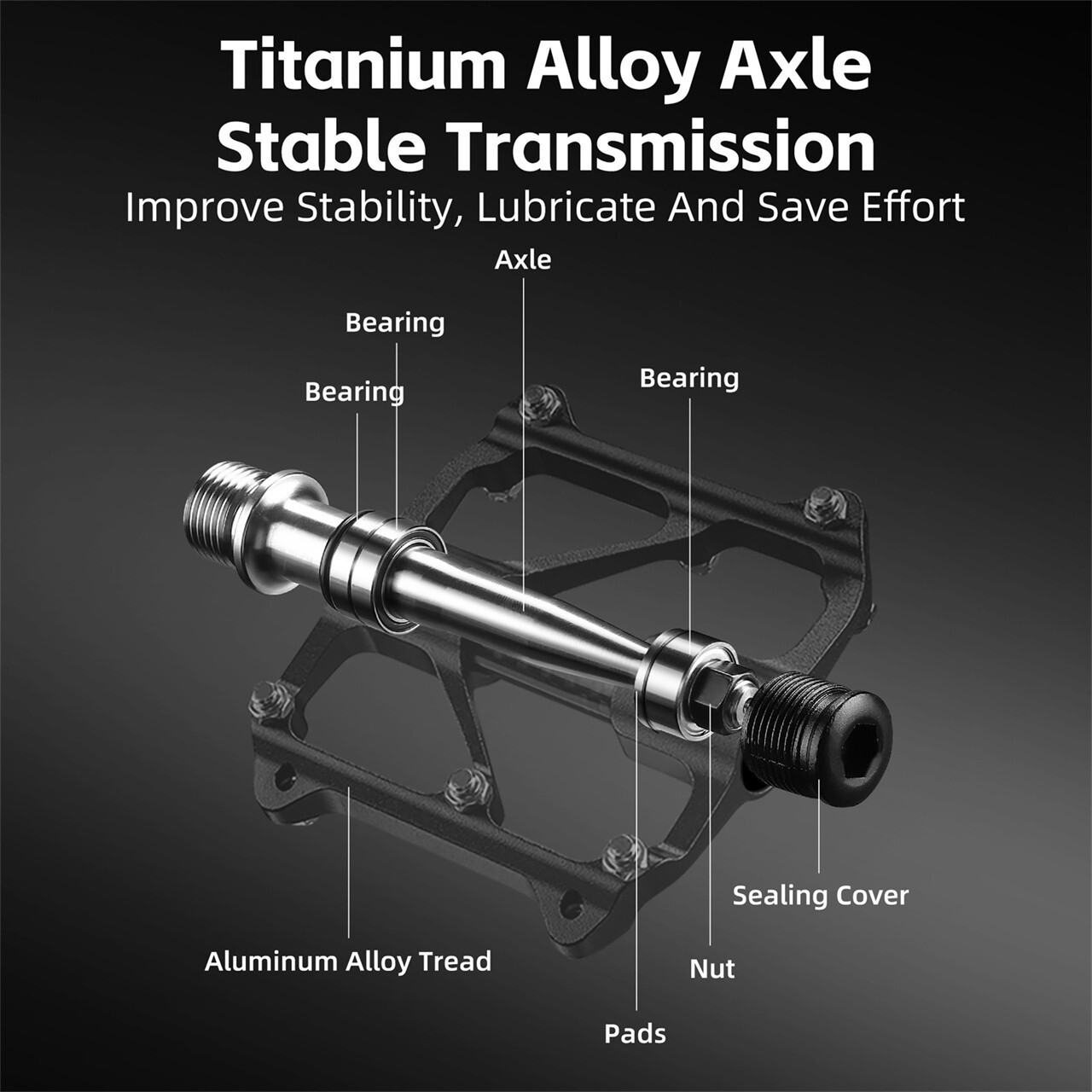 WEST BIKING 3 Bearings Bike Pedals Titanuim Axle Carbon Cover Bicycle Pedals