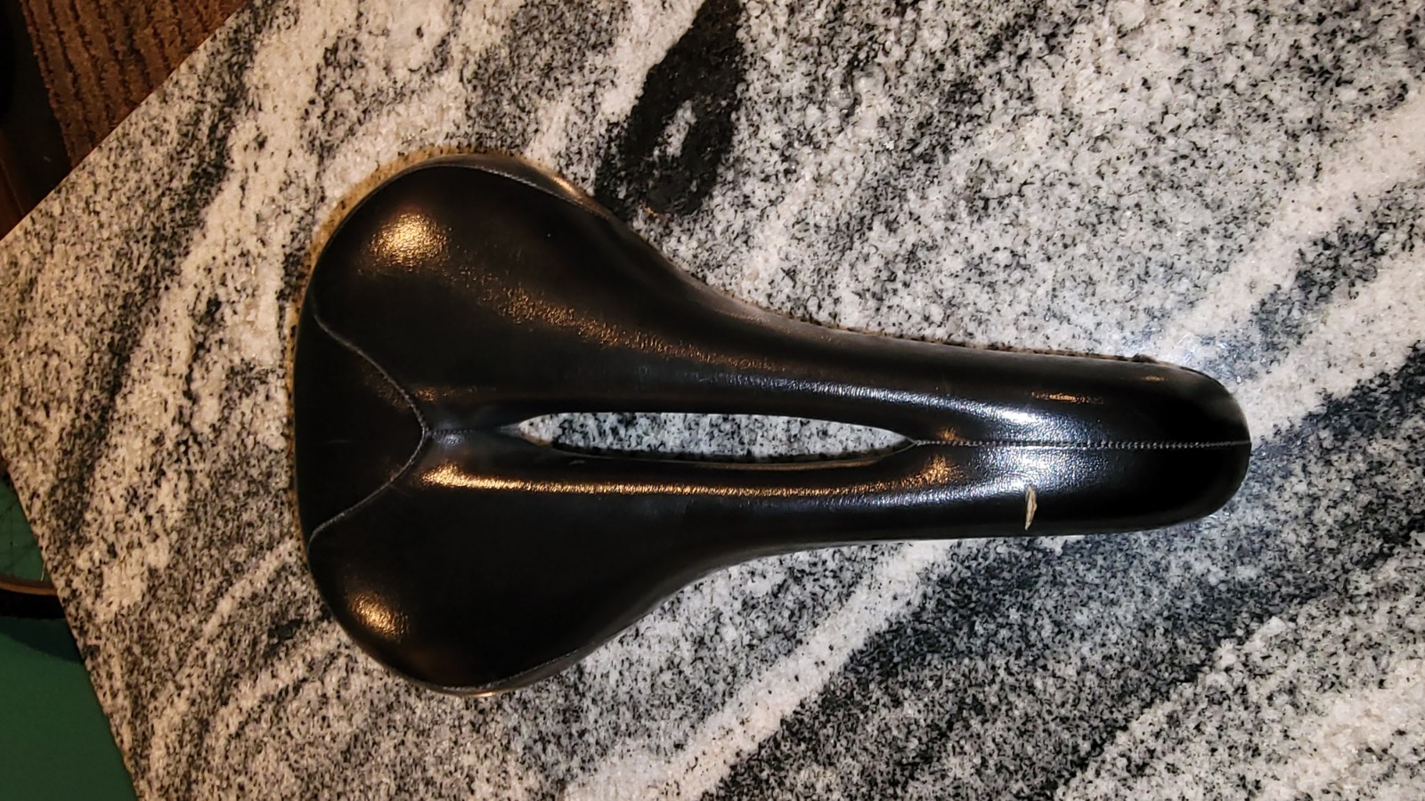 Terry Saddle Road Leather Seat CRMO Rails Gloss Black