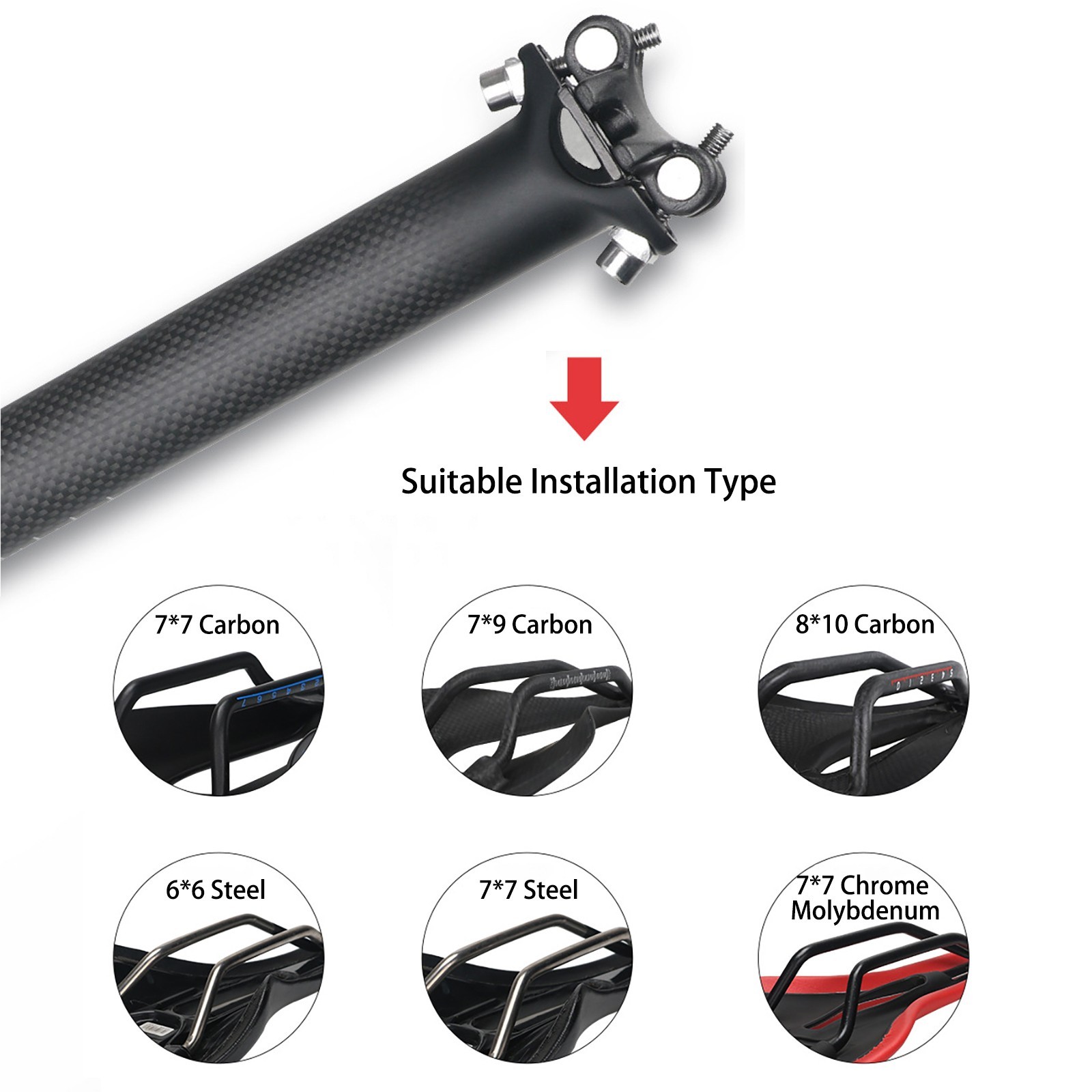 3K Carbon Fiber Bicycle Seatpost Racing Road Bike Seat Post Tube 27.2 x 350 mm