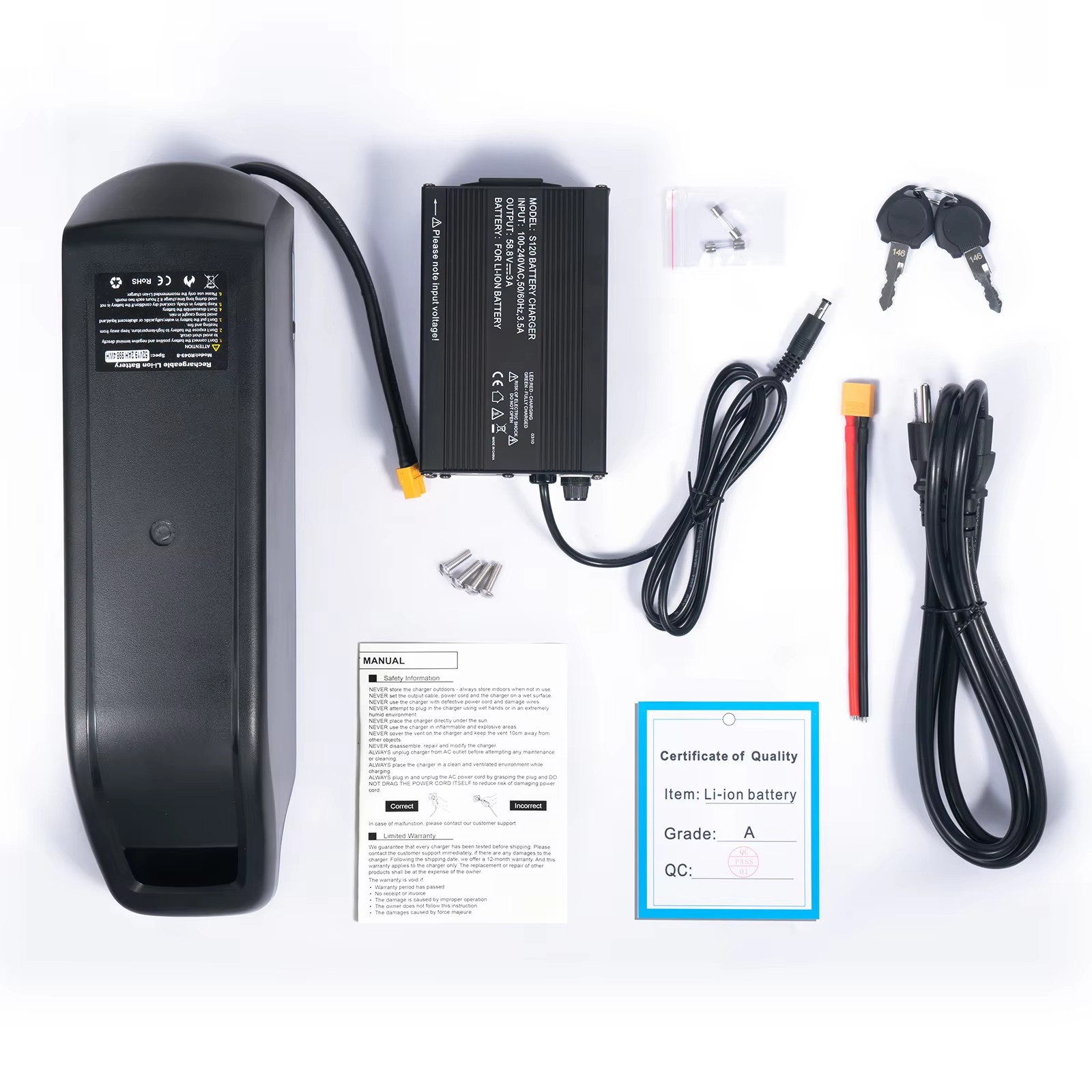 48V 52V 20AH Hailong Down Tube Battery 21700 for Ebike 500W 750W 1000W 1500W