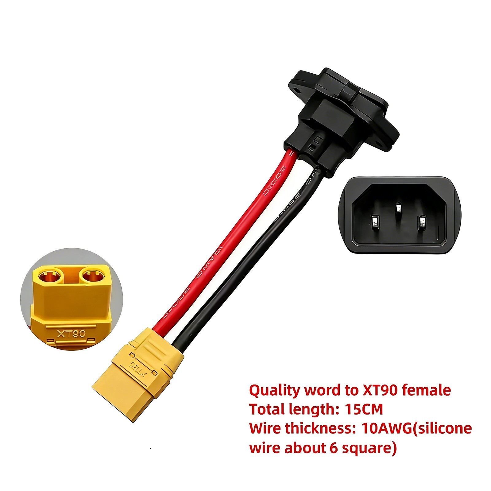 XT60/XT90 to C14 3pin Power Socket Wire 10AWG Male Female E-bike Charging Cable