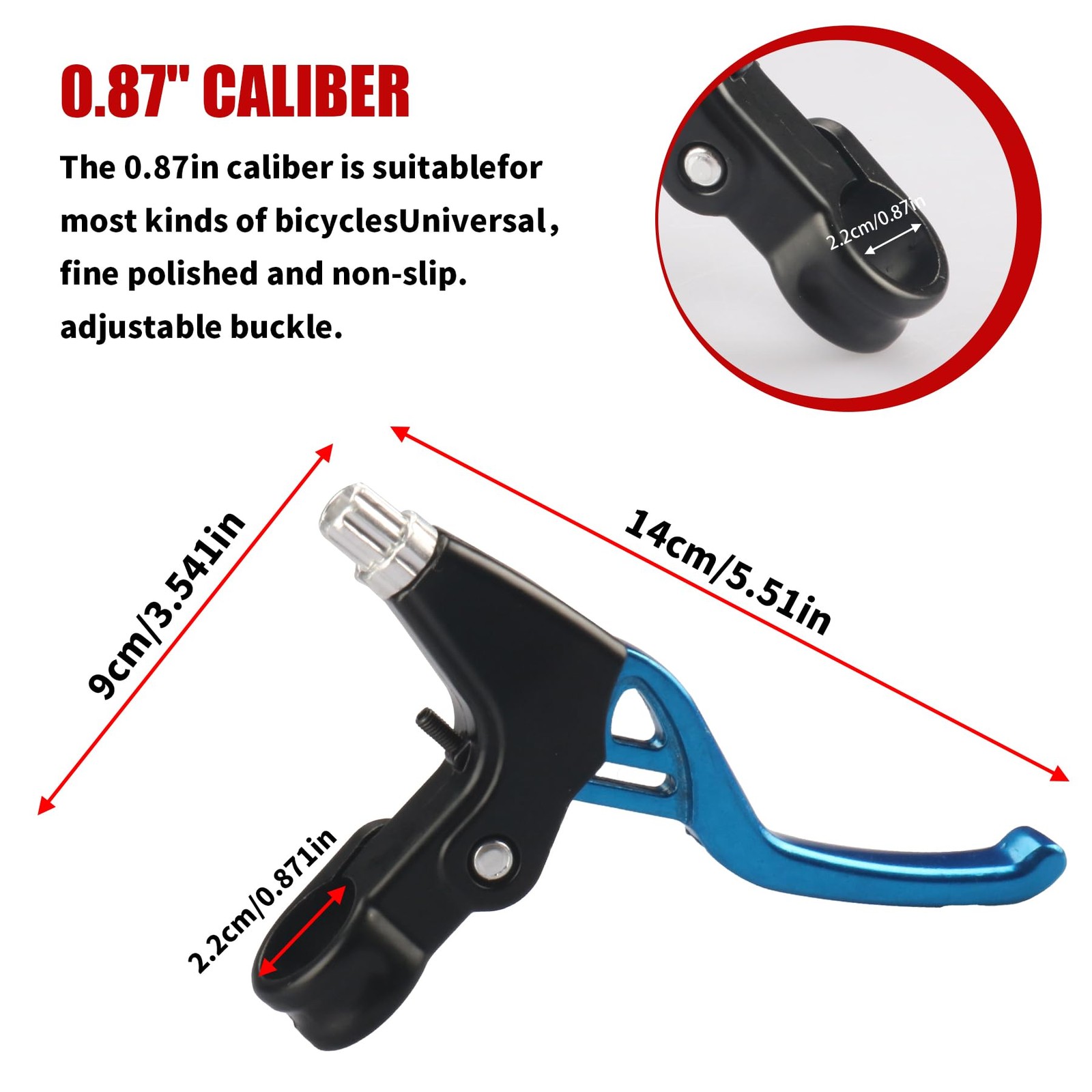 Gashwer Universal 2.2cm Bike Brake Levers Aluminum Alloy V-Brake Blue- 1 Pair