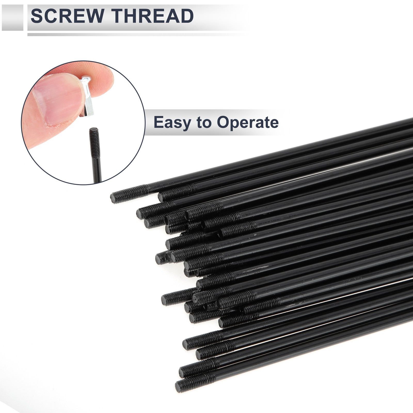 1 Set 12G 114mm Length Bicycle Spokes Nipple Carbon Steel Black Universal