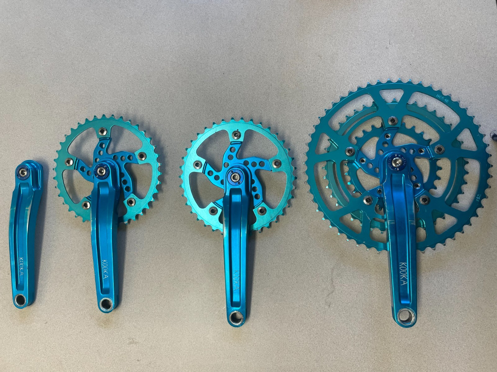 Kooka Tandem Crankset alloy anodized blue 175mm square taper retro rare