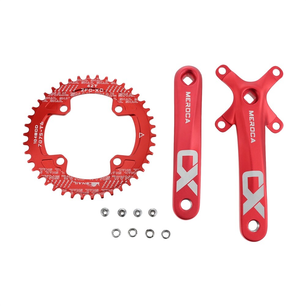 42T MTB Bicycle Crankset Bottom Bracket Aluminum Alloy 104BCD Chainring Red