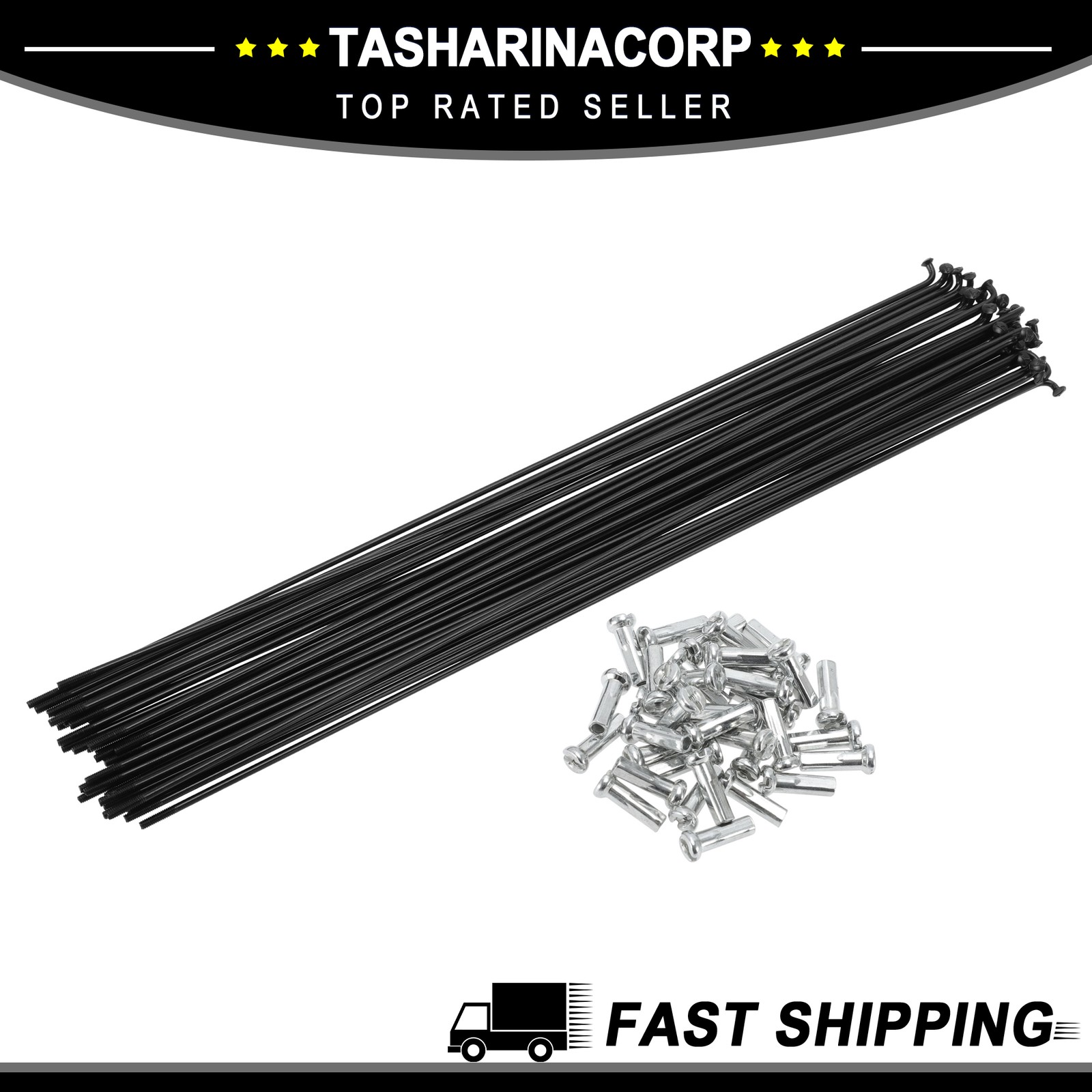 1Set 14G 275mm Length Bicycle Spokes Nipple Carbon Steel Black Universal