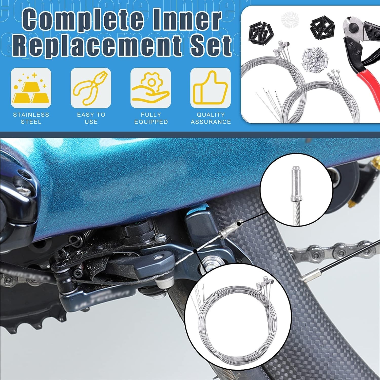 81Pcs Stainless Steel Bicycle Cable Cutter and Bike Brake Cable Shifter Cable…