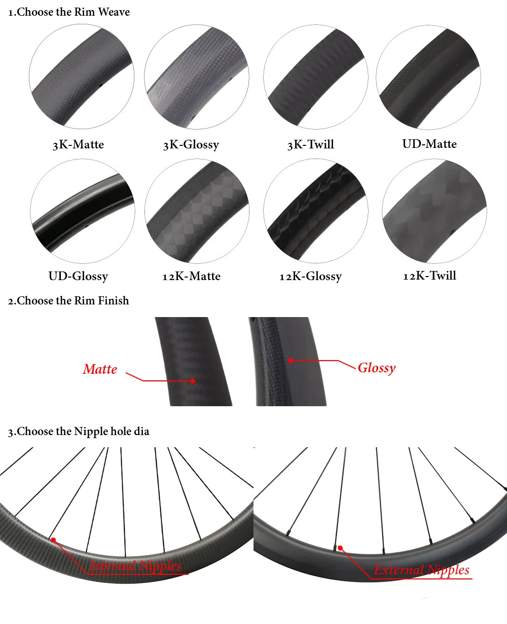 2 Pc 700c 60mm Depth 28mm Width Road Carbon Bike Rim Tubular V/Disc Brake Wheels