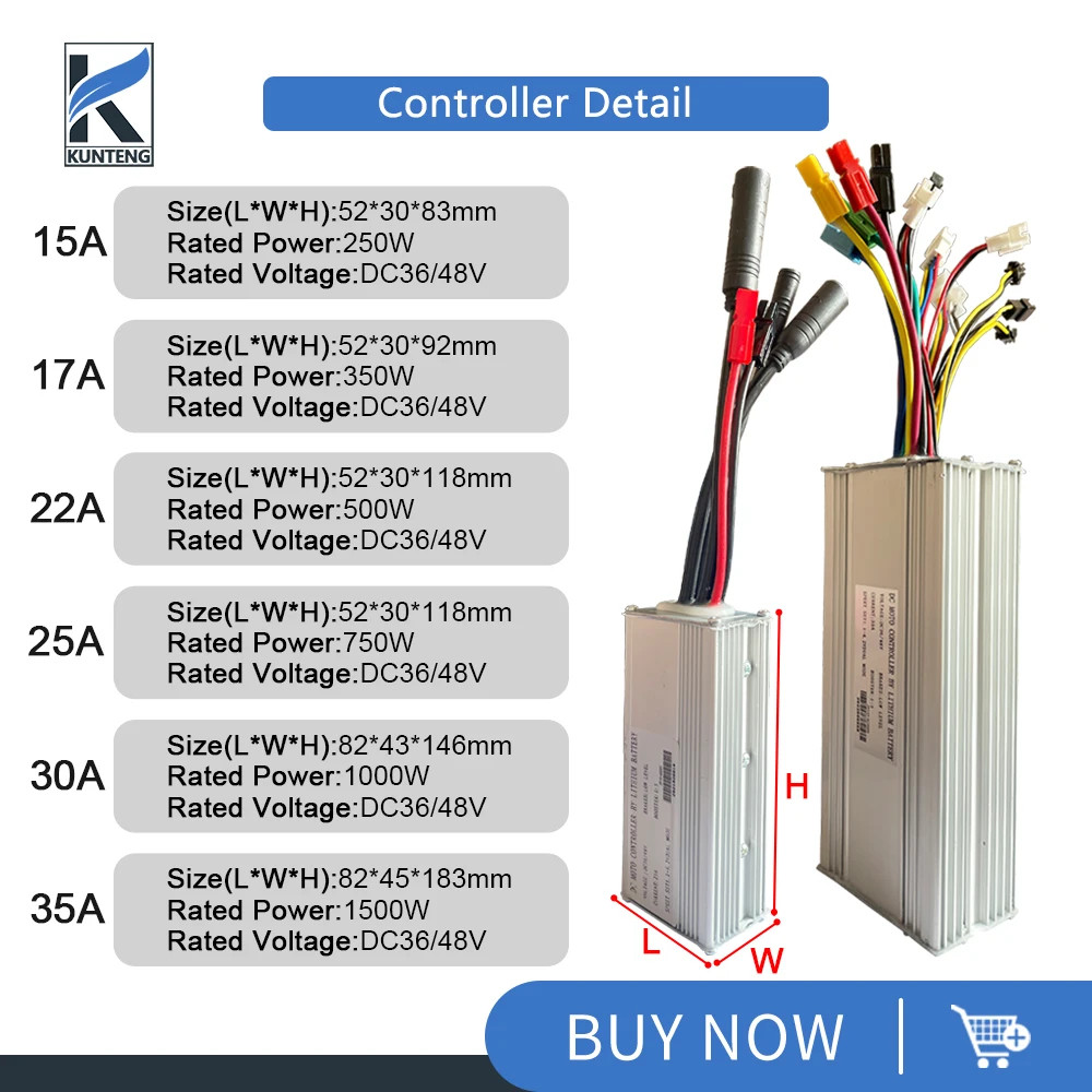 Electric Bicycle Controller 15A-35A SM Waterproof Plug 250W-1500W Hub Motor