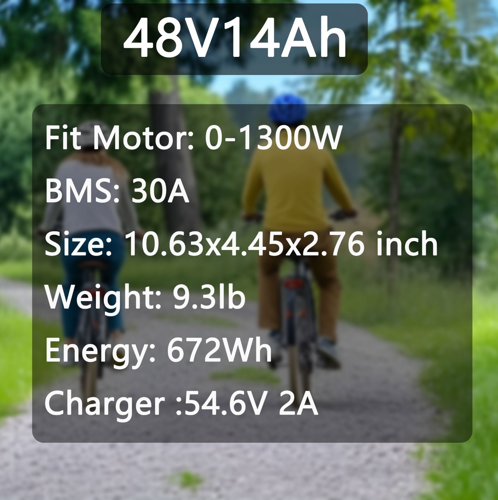 48V Ebike Battery 8Ah/10Ah/14Ah/20Ah For 0-1300W Motor Electric Bicycle 30A BMS