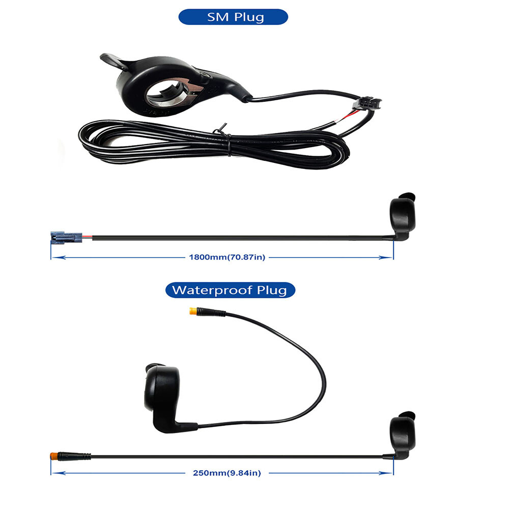 Ebike FT21X 12V 24V 36V 48V 52V 72V Speed Control Thumb Throttle WP/SM Plug