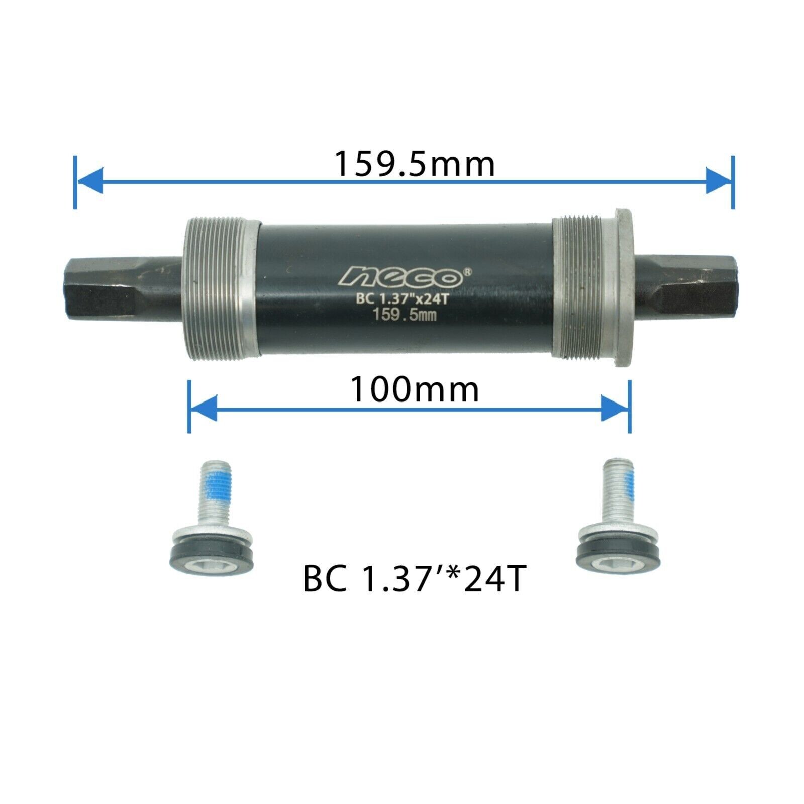 Fat Bike Shell width 100mm Neco Bottom Bracket 1.37″ x24T axle length 159.5mm