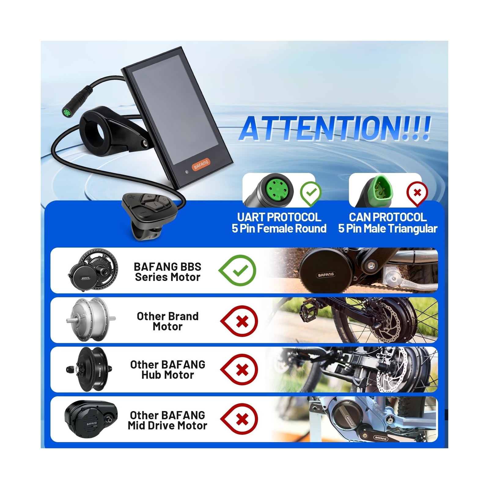 BAFANG Ebike Display DPC18 for BBS01B BBS02B BBSHD Mid Drive Motor, 0-9 Pedal…