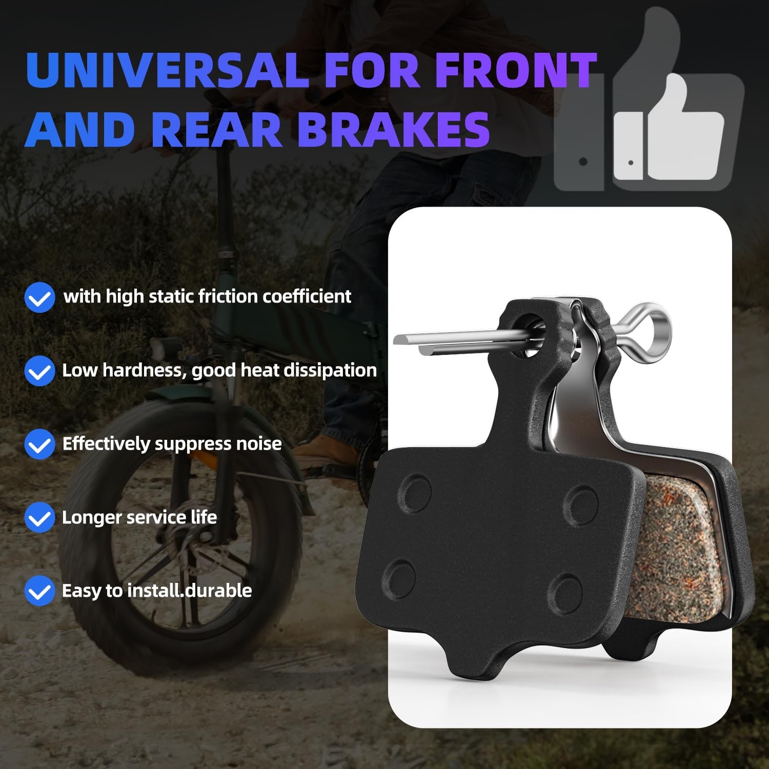 BIAQI 2PCS ‌Lectric XP Brake Pads – Front & 1.2‎»L x 0.32″W x 1.38″H, black