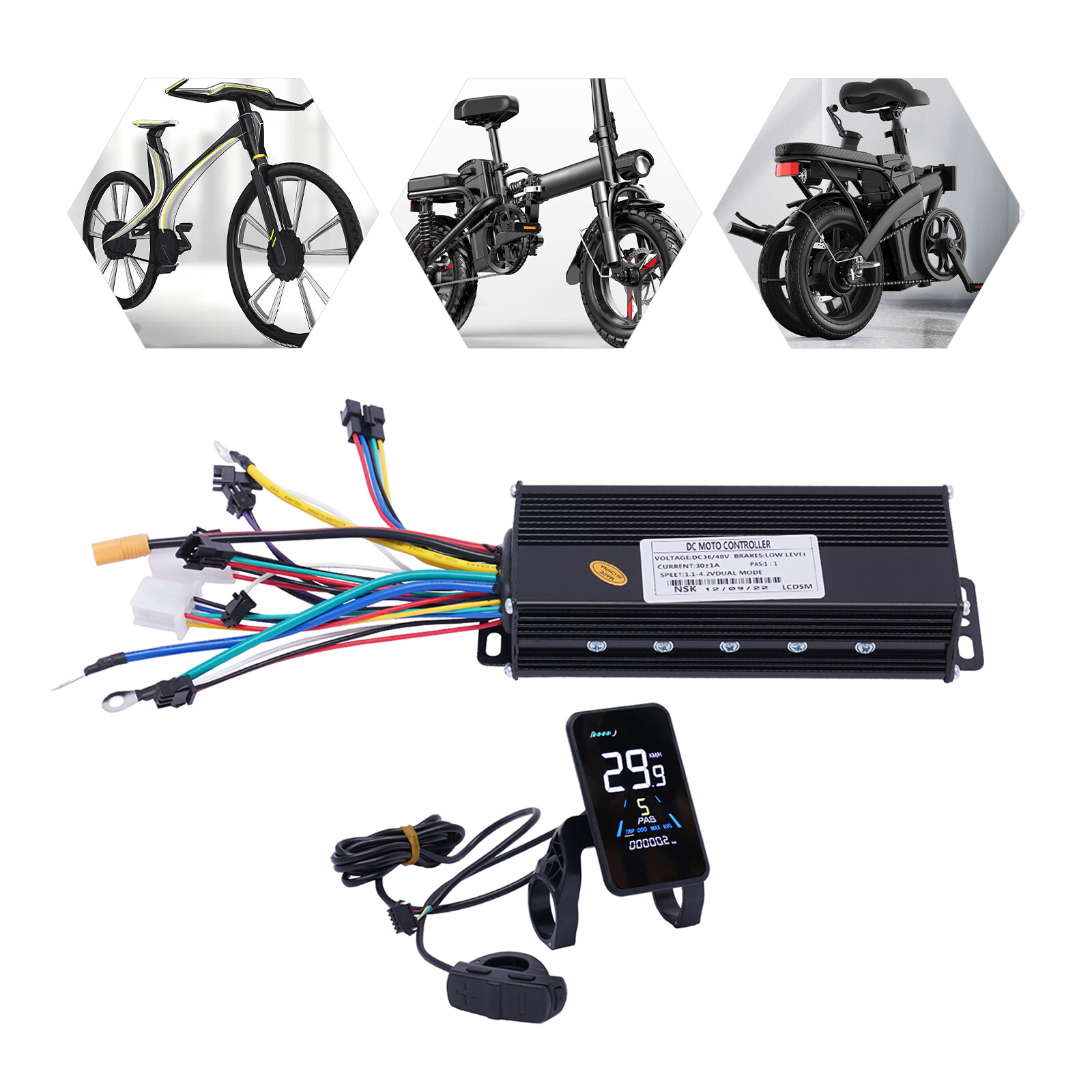 1200W 48V Electric Bicycle eBike Scooter Brushless Controller Kit LCD Display