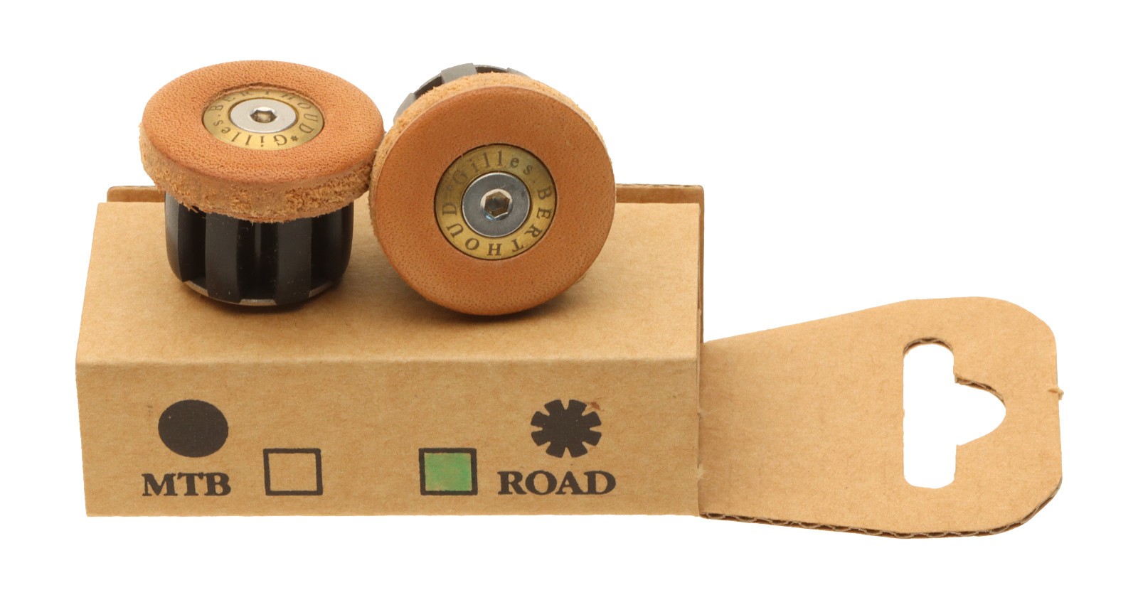 Gilles Berthoud Road Handlebar End Plugs PAIR Natural Leather NEW NOS NIB