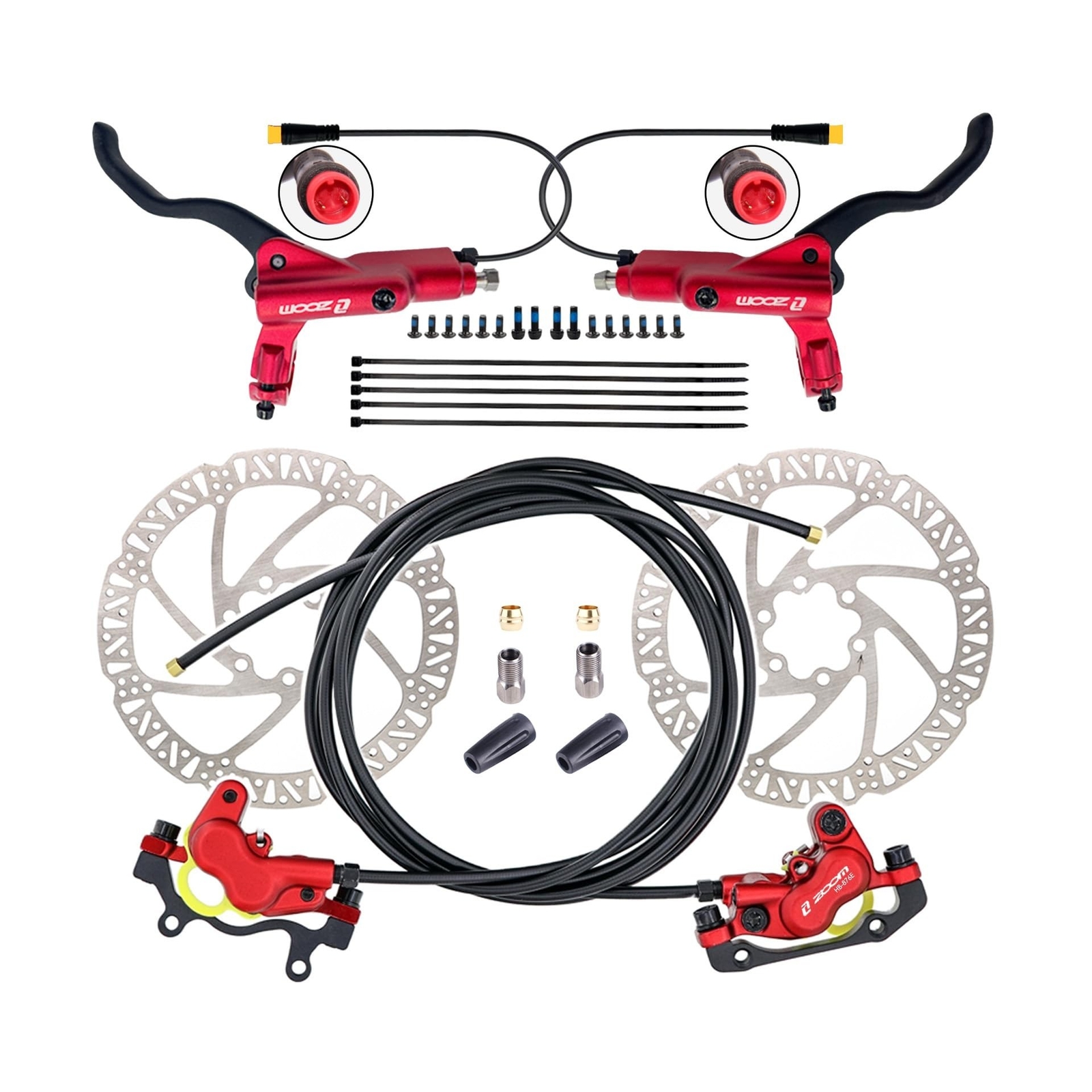 Zoom HB876E 2-PIN/3-PIN 4-Pistons E-Bike Electric Power-Off Hydraulic Brake S…