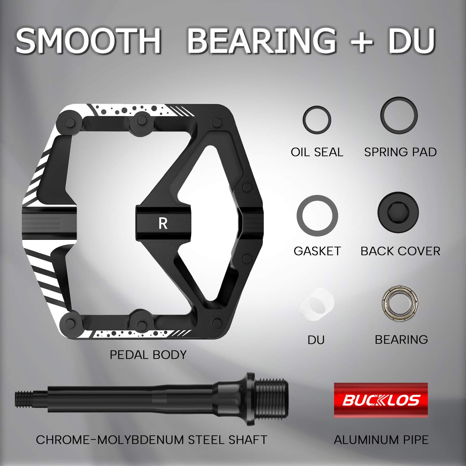Reflective Pedal MTB Flat Platform Pedal 9/16″ DU Bearing Aluminum For Shimano